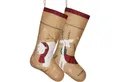 Produktbild: BRUBAKER Nikolausstiefel 2er Set Weihnachtsstrumpf zum Befüllen und Aufhängen (Weihnachtsdeko, 2 St., Weihnachtssocken aus Jute in weihnachtlichen Designs), 52 cm große Nikolausstrümpfe für Weihnachten und Nikolaus