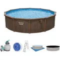 Produktbild: HydriumTM Stahlwandpool Komplett Set mit Sandfilteranlage Ø 490 x 130 cm, Holz-Op...