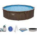 Produktbild: Bestway - HydriumTM Stahlwandpool Komplett-set Mit Sandfilteranlage Ø 490 X 130 Cm, Holz-optik (palisander), Rund