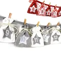Produktbild: Frau WUNDERVoll® Adventskalender zum Befüllen - Stoff, grau weiß/Weihnachtskalender Zahlen Beutel Sack Säcke Säckchen Stoffbeutel Baumwolle Baumwollsäckchen Geschenkbeutel Stoffsack Stoffsäckchen