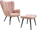 Produktbild: MIRJAN24 Ohrensessel mit Hocker Gunar, Stilvoll Lesesessel, Relaxsessel mit Hocker, Stilvoll Polstersessel Set (Farbe: Rosa HCD-53)