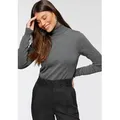 Produktbild: Rollkragenpullover BRUNO BANANI, Damen, Gr. 40/42, grau (grau melange), Feinstrick, Obermaterial: 70% Viskose, 30% Polyamid, clean, unifarben, Basic, figurbetont hüftlang, hoch geschlossener Ausschnitt, Rippbündchen, Pullover Pullover Rollkragenpullover, mit Metalllogo