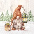 Produktbild: 20 Servietten Fiete Wichtel Laterne Wald Weihnachten Winter braun grün 33x33cm
