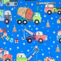 Produktbild: Weihnachtsgeschenkpapier 70cm x 2m Rolle Baufahrzeuge - Geschenkpapier mit Motiv für Weihnachten - Geschenkpapierrolle mit Weihnachtsmotiv - Weihnachtspapier für Kinder Jungen Blau