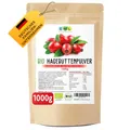 Produktbild: EWL Naturprodukte Hagebuttenpulver BIO 1kg, ganze Hagebutte gemahlen in Rohkostqualität, vegan, Bio Hagebuttenpulver aus kontrolliert biologischem Anbau