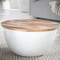 Produktbild: riess-ambiente Runder Couchtisch INDUSTRIAL STORAGE 60cm weiß natur Mangoholz mit Stauraum Beistelltisch Tisch