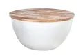 Produktbild: Truhentisch mit Stauraum rund Ø 61 cm H: 31 cm aus Mango Holz Metall Couch Tisch