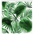 Produktbild: Abakuhaus Duschvorhang Moderner Digitaldruck mit 12 Haken auf Stoff Wasser Resistent Breite 175 cm, Höhe 220 cm, Palmblatt Vivid Blätter Wachstum grün 175 cm x 220 cm