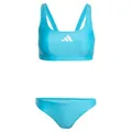 Produktbild: adidas Damen 3 Stripes V-Back Bikini, Lucid Cyan/White, 34