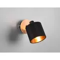 Produktbild: Wandstrahler tommy Holz mit Stoffschirm Schwarz / Gold, Breite 12cm