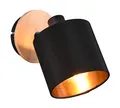 Produktbild: Reality Leuchten Strahler Tommy R81331030, Metall Schwarz matt, Holzdekor, Stoffschirm schwarz, exkl. 1xE14