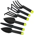 Produktbild: com-four® 6-teiliges Premium Garten-Werkzeug Set - Klein-Grubber, Blumen-Kelle, Pflanzen-Kelle, Blumen-Gabel, Rechen und Unkraut-Stecher - für Garten und Balkon (Set 4-6-teilig)