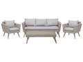 Produktbild: 5-Sitzer Lounge Set 4-teilig Rattan braun Auflagen grau modern Vittoria XL
