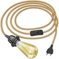 Produktbild: ledscom.de Hanfkabel LEKA mit Stecker, Schalter und E27 Fassung, inkl. LED Vintage gold max. 814lm extra-warmweiß 3-Stufen