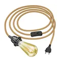 Produktbild: ledscom.de Hanfkabel LEKA mit Stecker, Schalter und E27 Fassung, inkl. LED Vintage gold max. 814lm extra-warmweiß 3-Stufen