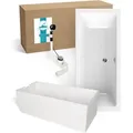Produktbild: Calmwaters® Badewanne Komplettset 170x75 cm Modern Select, Acryl-Badewanne mit Wannenträger und Excenter-Ablaufgarnitur, Körperformbadewanne für