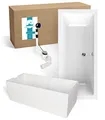 Produktbild: Calmwaters® Badewanne Komplettset 170x75 cm Modern Select, Acryl-Badewanne mit Wannenträger und Excenter-Ablaufgarnitur, Körperformbadewanne für Zwei, Rechteckbadewanne 170 x 75, Weiß, 99000157