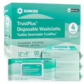 Produktbild: SUNKISS Trustplus Feuchttücher für Erwachsene, Extra Dick 20x30 cm Körperreinigungstücher mit Aloe für ältere Inkontinenz & Reinigung, 200 Stück (4 Packungen mit 50)
