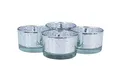 Produktbild: Teelichtgläser klein 51x33 mm Set 4 Stück Teelichthalter Glas Silber