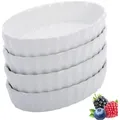 Produktbild: WESTMARK Auflaufform 4 Servierschälchen für Crème Brulée, Oval, Backofen-/Mikrowellengeeign, Porzellan weiß