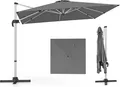 Produktbild: COSTWAY Sonnenschirm rechteckig 300x300cm, großer Ampelschirm mit Kurbel, Gartenschirm neigbar, 360° drehbar, Terrassenschirm, Marktschirm Grau