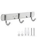 Produktbild: Hakenleiste mit 3 Haken Gaderobenhakenleiste Kleiderhaken Edelstahl Rostfrei ...