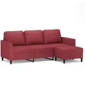 Produktbild: vidaXL 3-Sitzer-Sofa mit Hocker Weinrot 180 cm Kunstleder