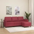 Produktbild: 3-Sitzer-Sofa mit Hocker Weinrot 180 cm Kunstleder