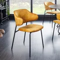 Produktbild: riess-ambiente Design Stuhl VOGUE senfgelb Samt schwarze Metallbeine Esszimmerstuhl Essstuhl