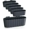 Produktbild: Spetebo Balkon Blumenkasten mit Halterung 39 x 13 cm - 6er Set - Kunststoff Geländer Pflanztopf in anthrazit - Garten Blumentopf Pflanzkasten zum ... - Grau