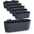 Produktbild: Balkon Blumenkasten Mit Halterung 39 X 13 Cm - 6er Set - Kunststoff Geländer Pflanztopf In Anthrazit - Garten Blumentopf Pflanzkasten Zum Einhängen