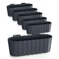 Produktbild: Spetebo Balkon Blumenkasten mit Halterung 39 x 13 cm - 6er Set - Kunststoff Geländer Pflanztopf in anthrazit - Garten Blumentopf Pflanzkasten zum Einhängen