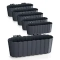 Produktbild: Balkon Blumen Kasten m. Halterung 39cm 6er Set - Kunststoff Geländer Pflanz Topf