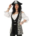 Produktbild: Fries Piraten-Kostüm Piratin Totenkopf Halloween Weste Horror Karneval Fasching Party