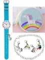 Produktbild: Pacific Time Quarzuhr Kinder Armbanduhr Lernuhr Wechselarmband mit Einhorn Charms, Mix und Match Design - Gratis Versand