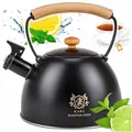 Produktbild: Teekanne 2,5l Schwarz Pfeife Holzgriff Induktion Gas Herd