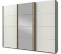 Produktbild: Wimex Schwebetürenschrank Bern (3 Türen, Einlegeböden, Kleiderstangen, Spiegel, 1-St., moderne Optik, Metallgriffleisten, mit Spiegel) 225x64x210cm weiß Eiche Artisan