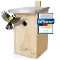 Produktbild: WILDLIFE HOME Nistkasten Meisen mit Metalldach für Kohlmeisen & Co. I nach NABU aus verschraubtem Massiv-Holz I Wetterfest & Unbehandelt I Vogelhaus zum Aufhängen