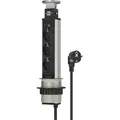 Produktbild: Brennenstuhl Steckdose Tower Power, Tischsteckdose 3-fach, Einbauleiste, Alu