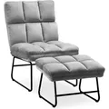 Produktbild: Mcombo - m Relaxsessel Fernsehsessel Loungesessel Sessel Hocker Set Stoffbezug Grau 0014EY