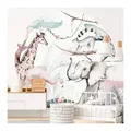 Produktbild: K&L Wall Art Fototapete Fototapete Kvilis Kinderzimmer Tiere Giraffe Vliestapete Rund Elefant Tapete, Tierfreunde Tapete weiß 2.84 m x 2.84 m