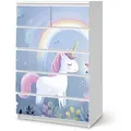 Produktbild: Sunnywall Möbelfolie passend f. IKEA Malm Kommode Schrankfolie Aufkleber Einhorn Zauberwald, blasenfreie selbstklebende Folie (SCHRANK NICHT INKLUSIVE) rosa 80 cm x 123 cm