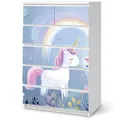 Produktbild: Sunnywall® Möbelfolie passend für IKEA Malm Kommode Schrankfolie Aufkleber mit Einhorn im Zauberwald Motiv | blasenfrei verkleben | Kinderzimmer 6er 80 cm