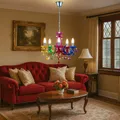 Produktbild: Kronleuchter Hängelampe Pendelleuchte LED Lüster bunt Wohnzimmerlampe H 128 cm