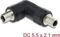 Produktbild: Delock Hohlstecker Adapter DC 5.5 x 2.1 mm Buchse auf mit Gewinde gewinkelt (90942)
