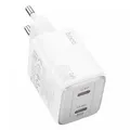 Produktbild: Schnellladegerät in Weiß GaN-Ladegerät 45W 2x USB Typ C Anschlüsse PD QC