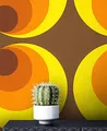 Produktbild: Newroom Tapete Braun Vliestapete Grafisch - Mustertapete Retro Gelb Orange Kreise 70er Retrotapete Grafisch inkl. Tapezier-Ratgeber