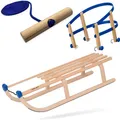 Produktbild: Explorer Colint Holz Schlitten mit Rückenlehne Set Davos 100cm mit Leine blau