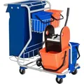 Produktbild: HOMCOM Putzwagen Reinigungswagen 4 Fahreimer Wischwagen Systemwagen mit Rollen Blau Orange 100 x 70 x 103 cm   Aosom