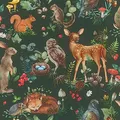 Produktbild: Rasch Tapete 300338 - Dunkelgrüne Vliestapete mit Waldtieren im Vintage-Stil; Kinderzimmer-Tapete - 10,05mx 0,53m (LxB)
